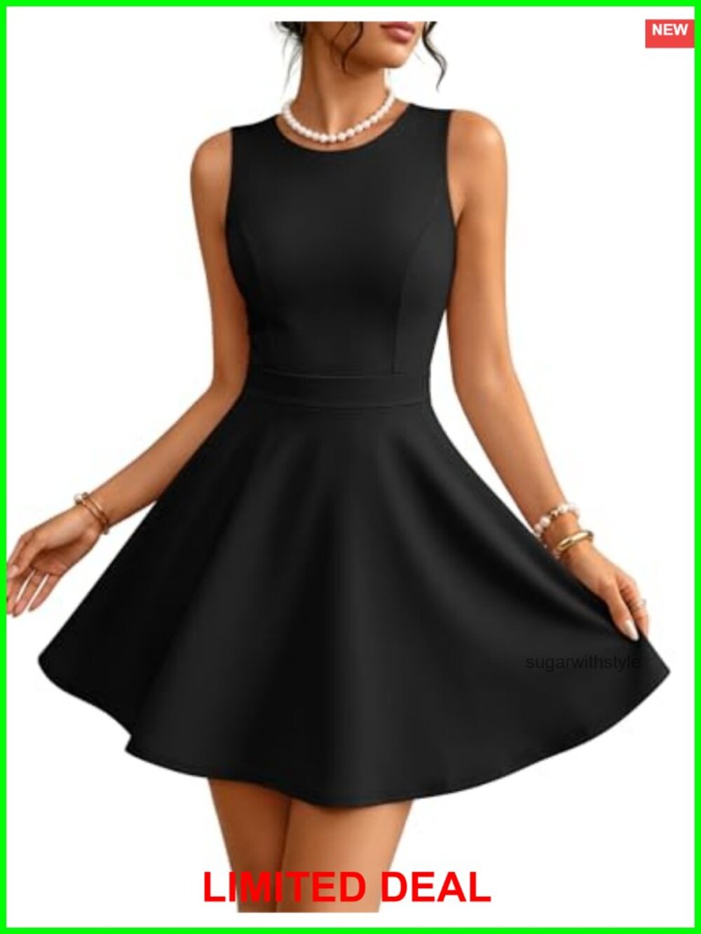 ZESICA Women's Sleeveless A-Line Mini Dress Crewneck Party Cocktail
